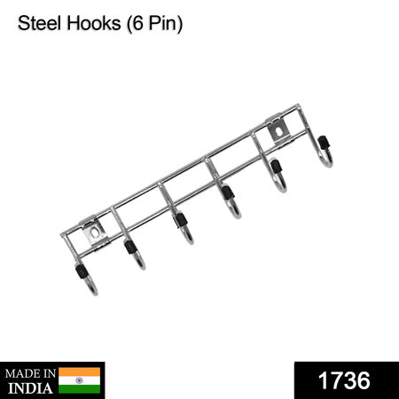 Multipurpose Stainless Steal Hanger Strip Hooks (6 Pin) - LootFaat