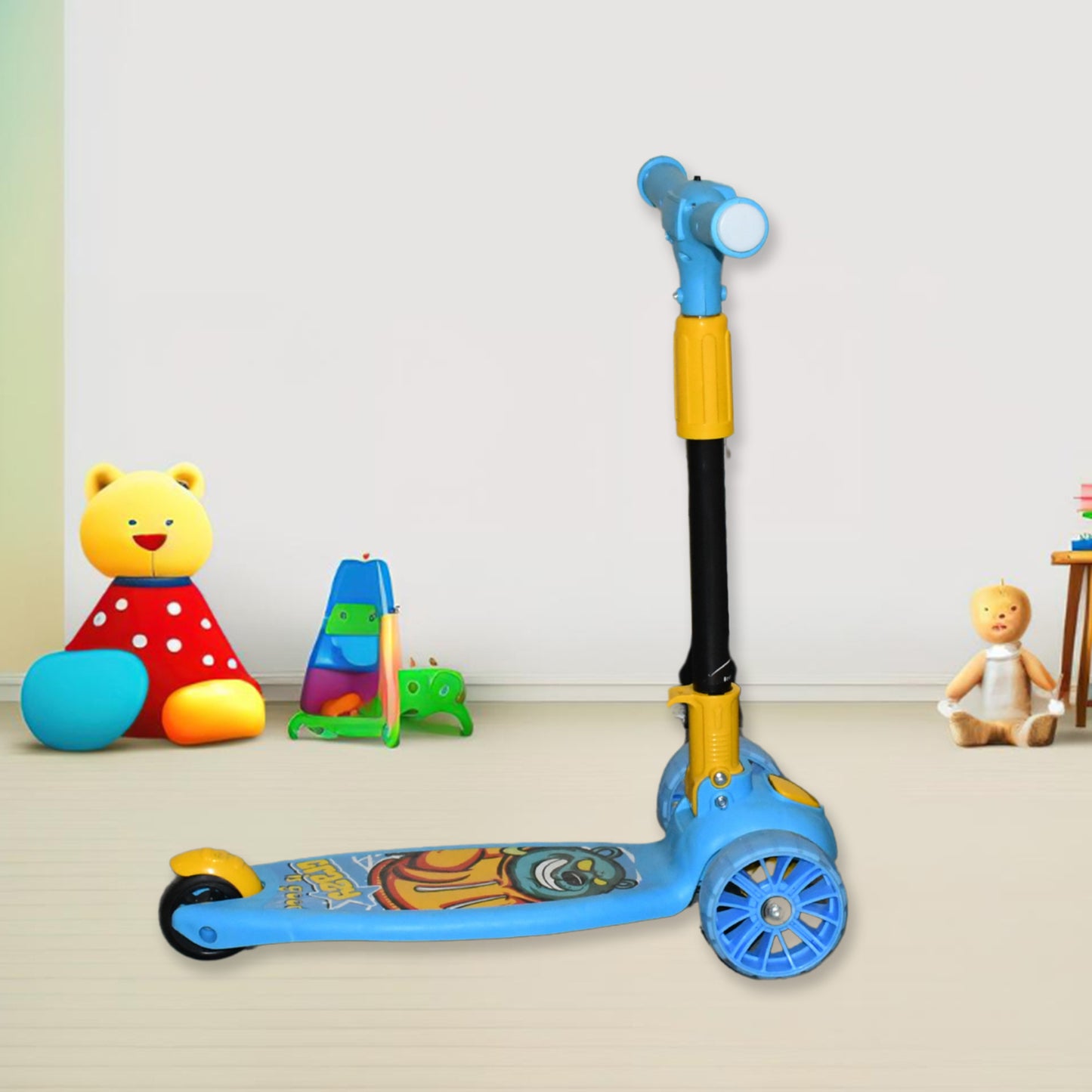 Jumbo Scooter For Kids 2 Wheels Steel Frame Large Foldable Height Adjustable - LootFaat