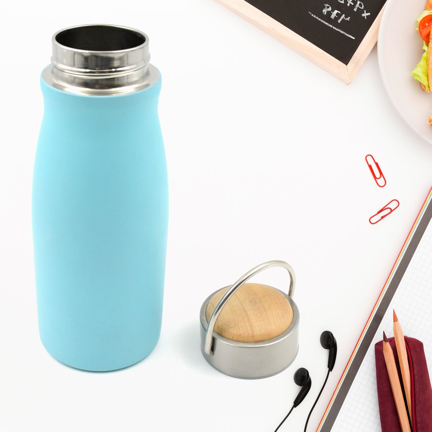 Stainless Steel Water Bottle With Handle Fridge Water Bottle Stainless Steel Water Bottle Leak Proof Rust Proof Hot Cold Drinks Gym Sipper Bpa Free Food Grade Quality Steel Fridge Bottle For Officegymschool (360 Ml) - LootFaat