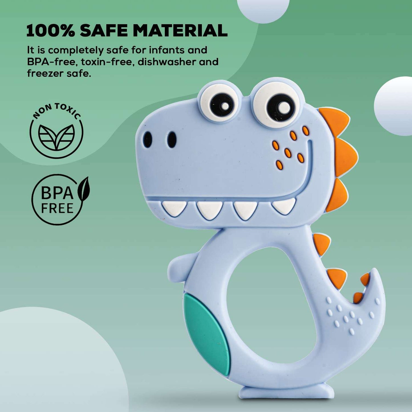 Dinosaur Baby Teether - BPA-Free Silicone Teething Toy (Mix Design/Color)