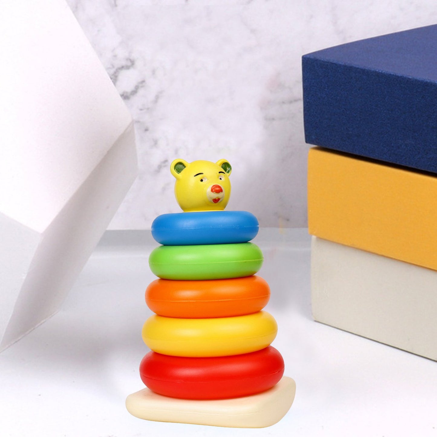 Plastic Baby Kids Teddy Stacking Ring Jumbo Stack Up Educational Toy 5pc - LootFaat