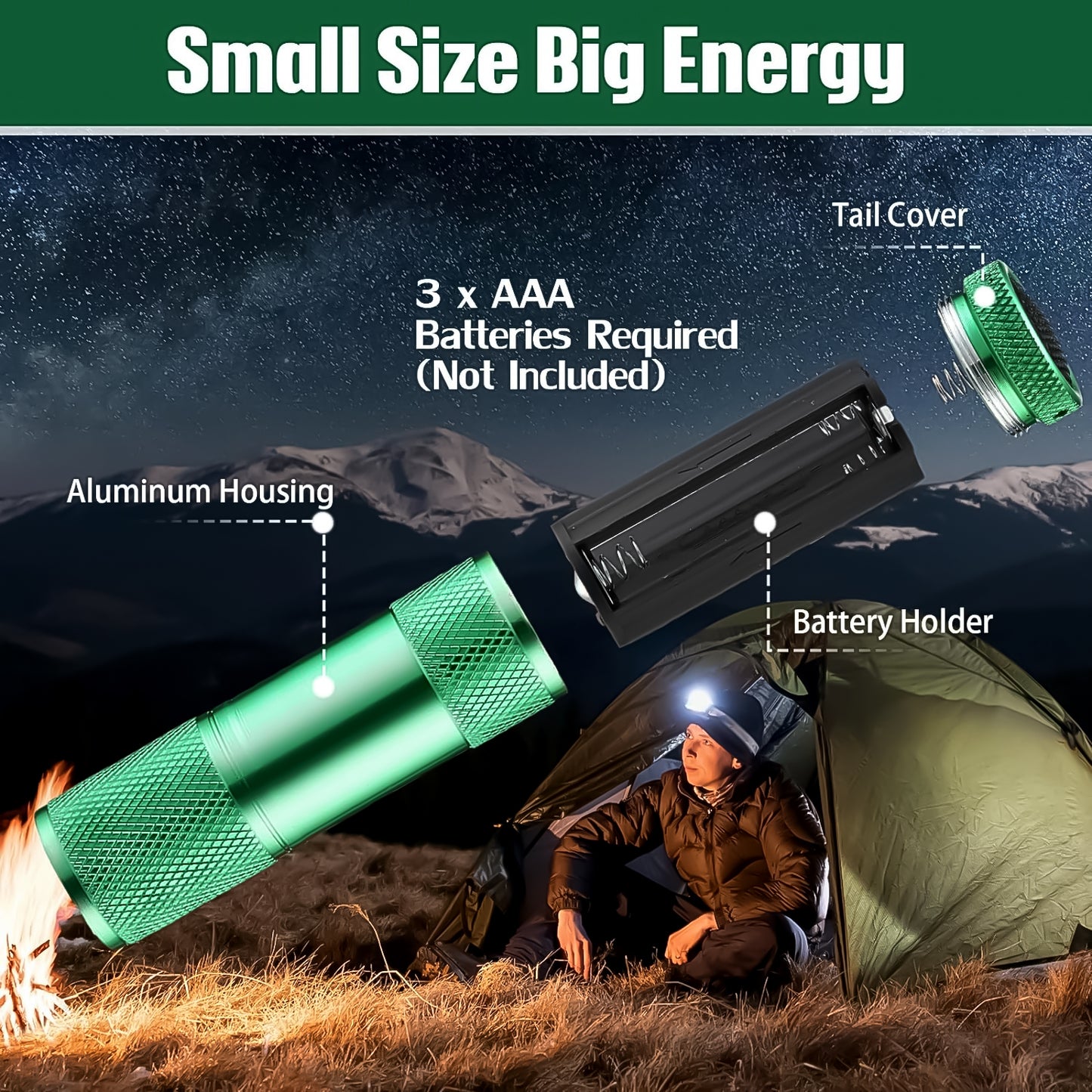 Super-bright Mini 9 Led Bulb Pocket Torches - Small Torch Flashlight For Camping Hiking Diy Travelling Outdoors And More3 Battery Operated (Battery Not Included 1 Pc) - LootFaat