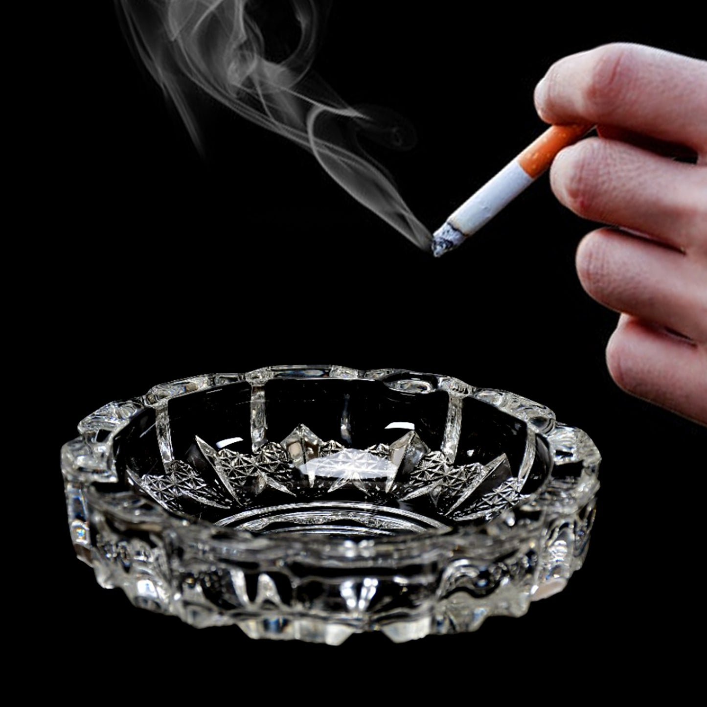 Paricutin Glass Crystal Quality Cigar Cigarette Ashtray Round Tabletop For Home Office Indoor Outdoor Home Decor - LootFaat