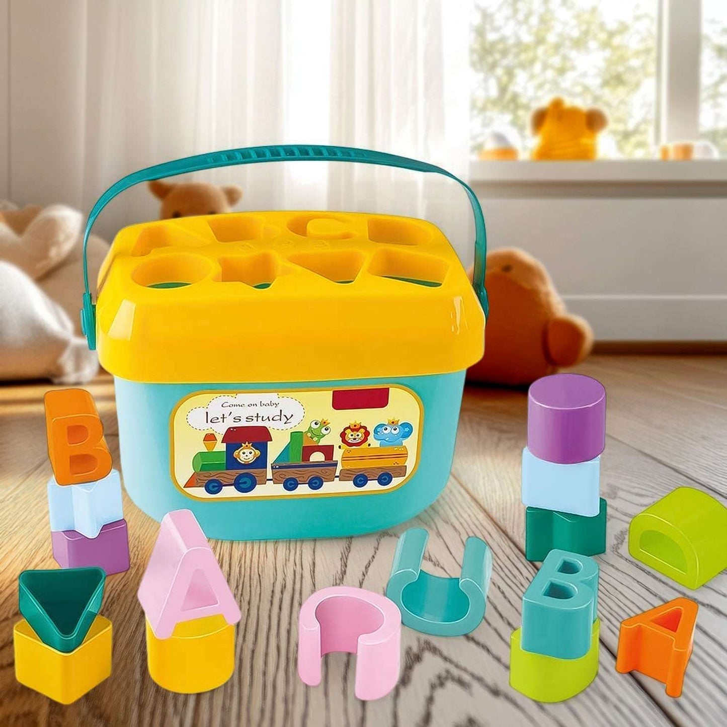Baby First Block Set For Kids Non-toxic Abcd Geometric Shape Sorting Stacking Toy (1 Set) - LootFaat