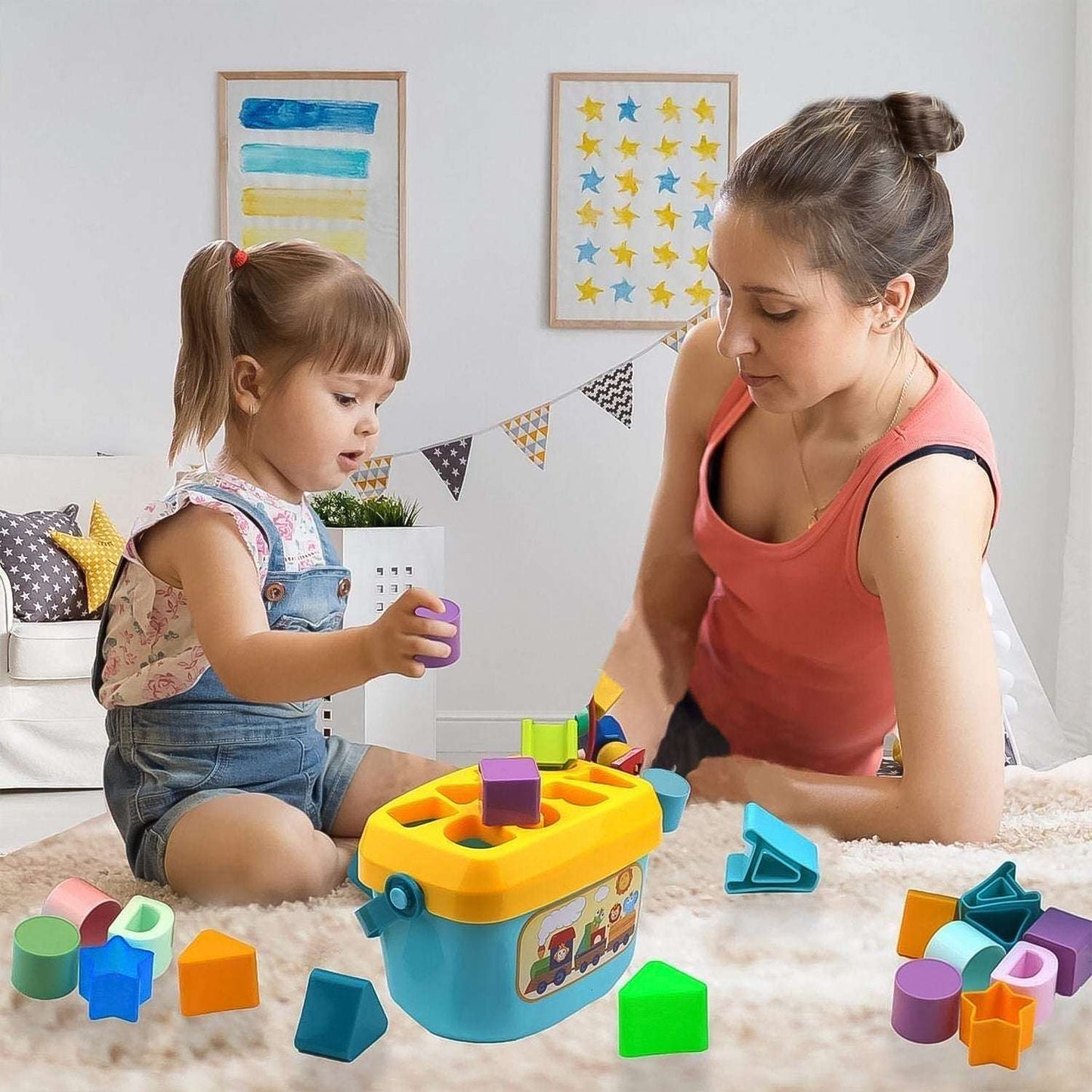 Baby First Block Set For Kids Non-toxic Abcd Geometric Shape Sorting Stacking Toy (1 Set) - LootFaat