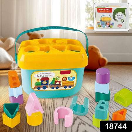 Baby First Block Set For Kids Non-toxic Abcd Geometric Shape Sorting Stacking Toy (1 Set) - LootFaat