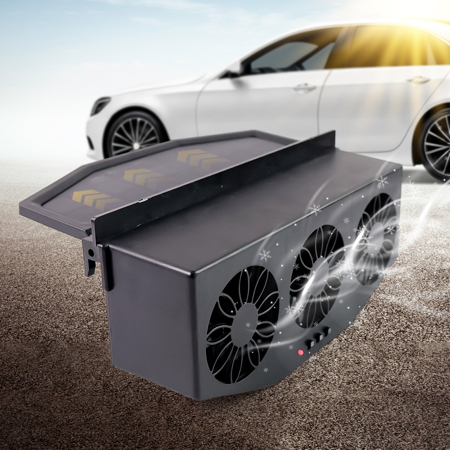 Triple Fan Solar Car Exhaust Fan - Auto Cooling Ventilation System