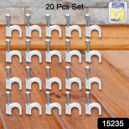 Wire Wall Clips Plastic Cable Clips Round Wire Pins With Steel Nail (20 Pcs Set) - LootFaat