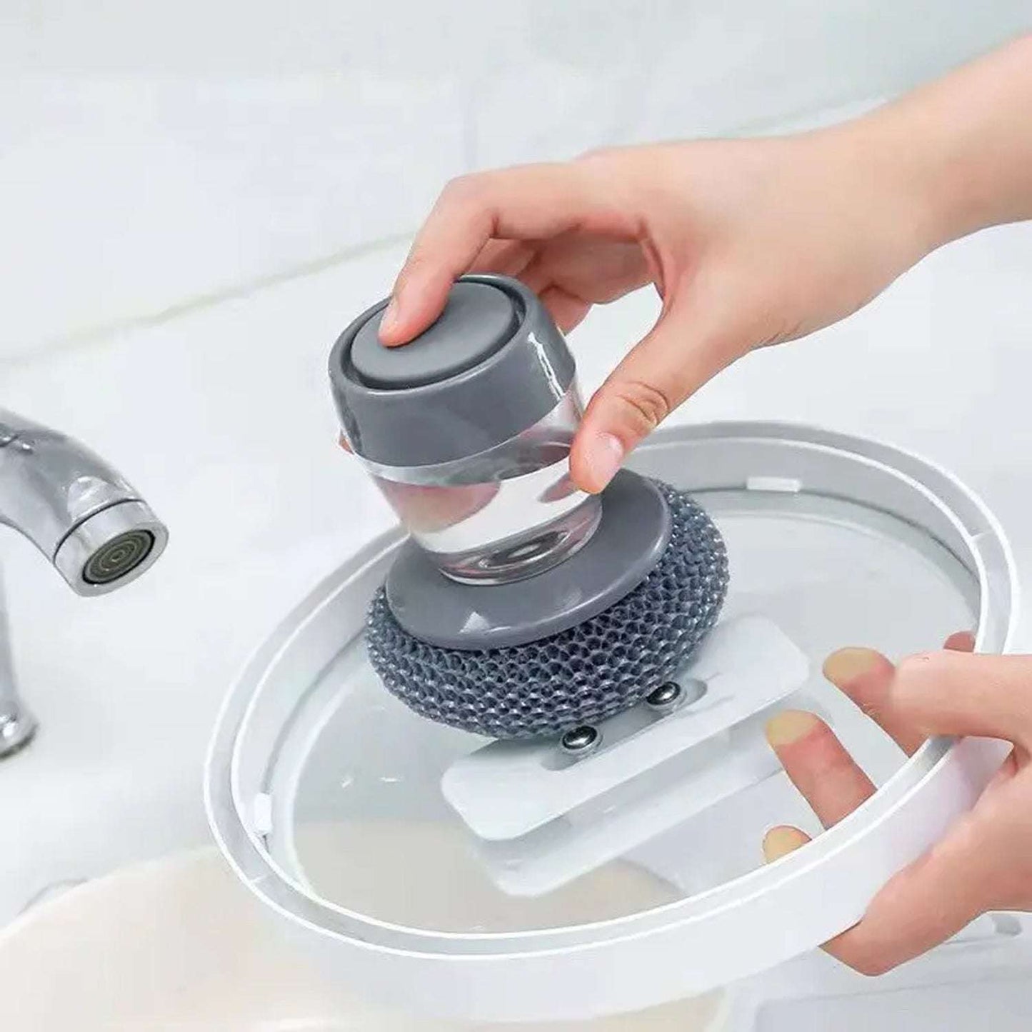 Soap Dispensing Palm Brush Washing Liquid Dish Brush Soap Pot Utensils With Dispenser Cleaning - LootFaat