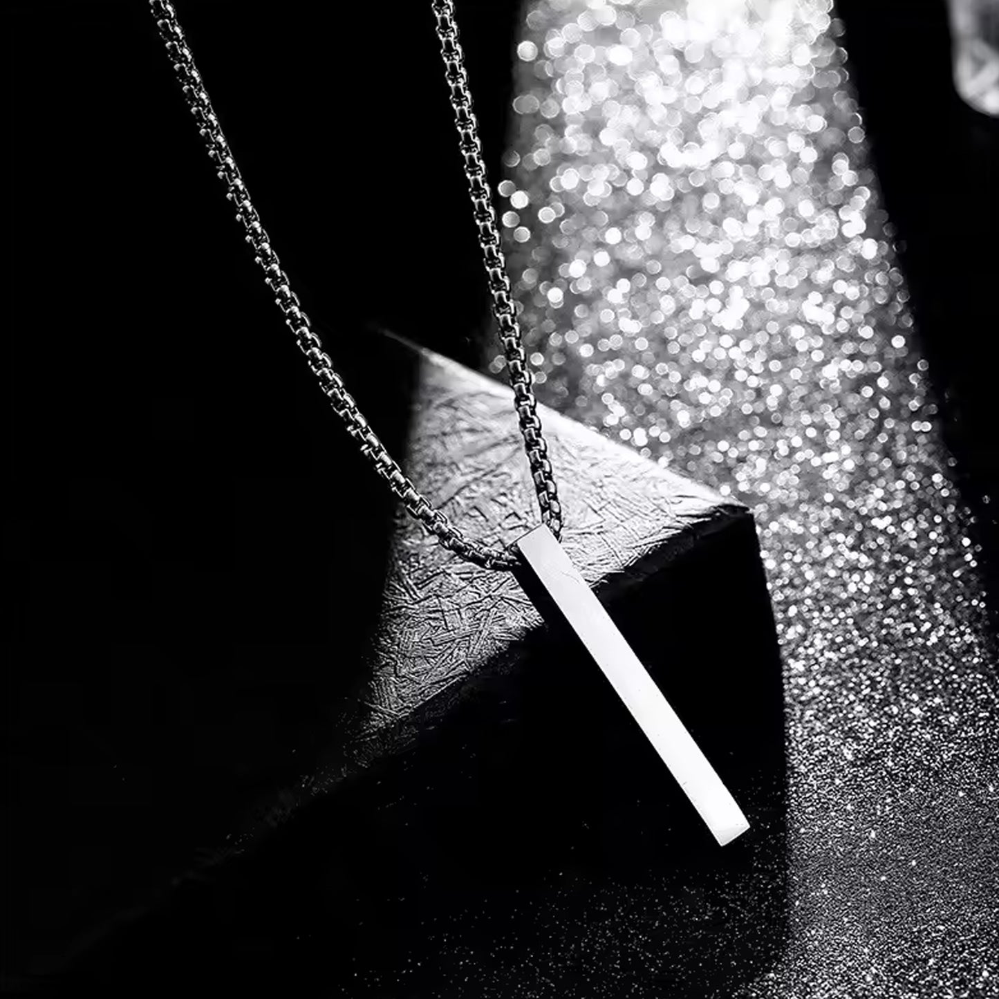 Stainless Steel Plain Stick Shape Locket With Chain (1 Pc) - LootFaat