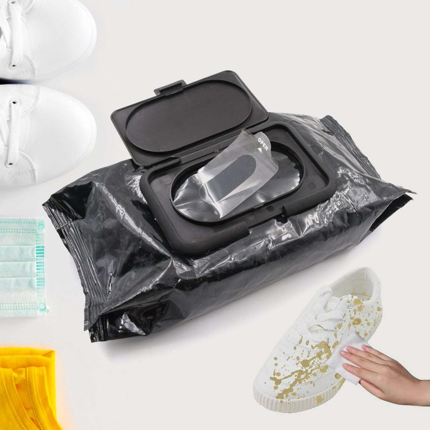 Shoe Cleaning Wet Wipes Fast Scrubbing Shoes Cleaning Tissue Sneakers Non-woven Detergent Quick Wipes Disposable Travel Portable Removes Dirt Stains - LootFaat