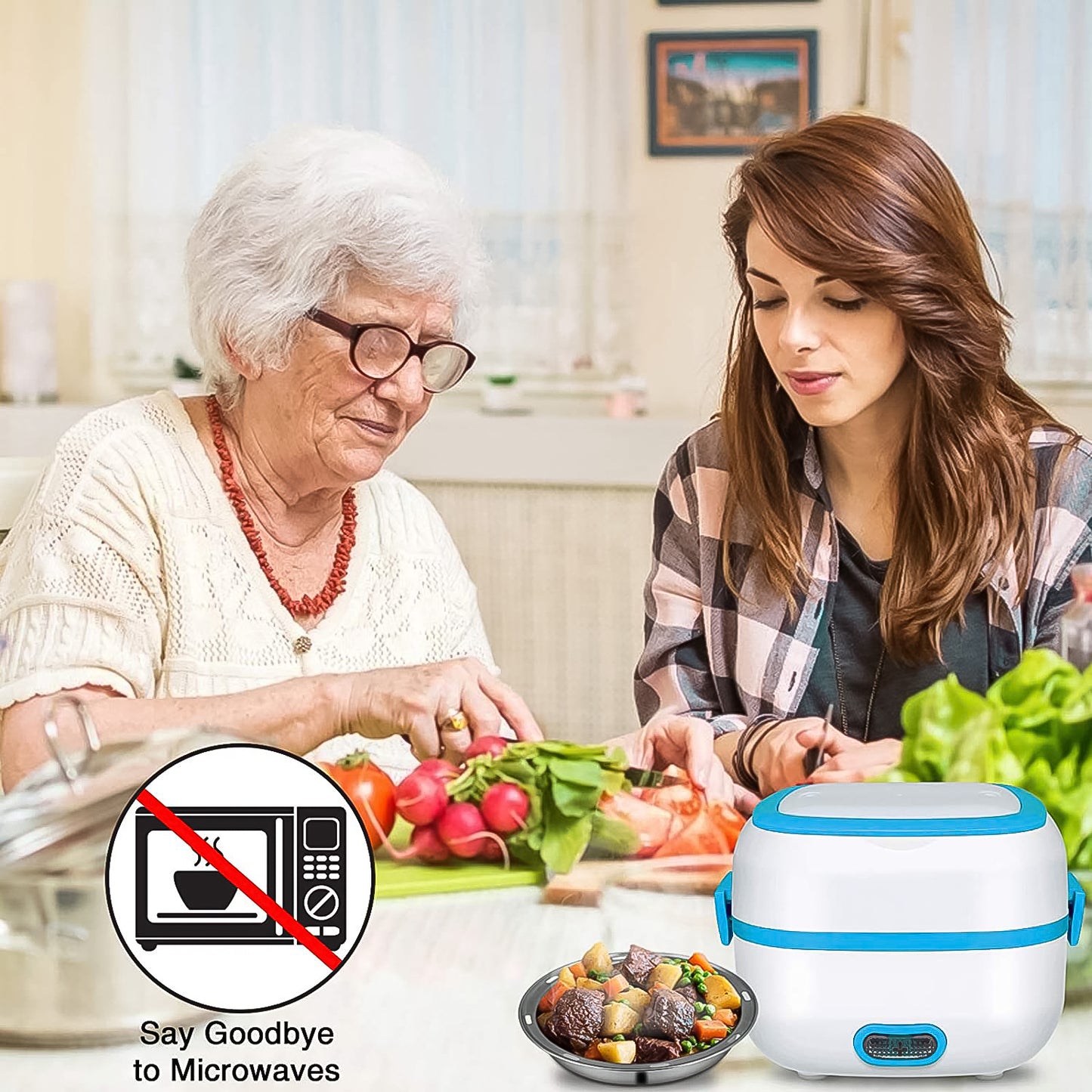 Electric Lunch Box 3 In 1 Food Heater Cooker Steamer With Stainless Steel Bowls (1 Set) - LootFaat