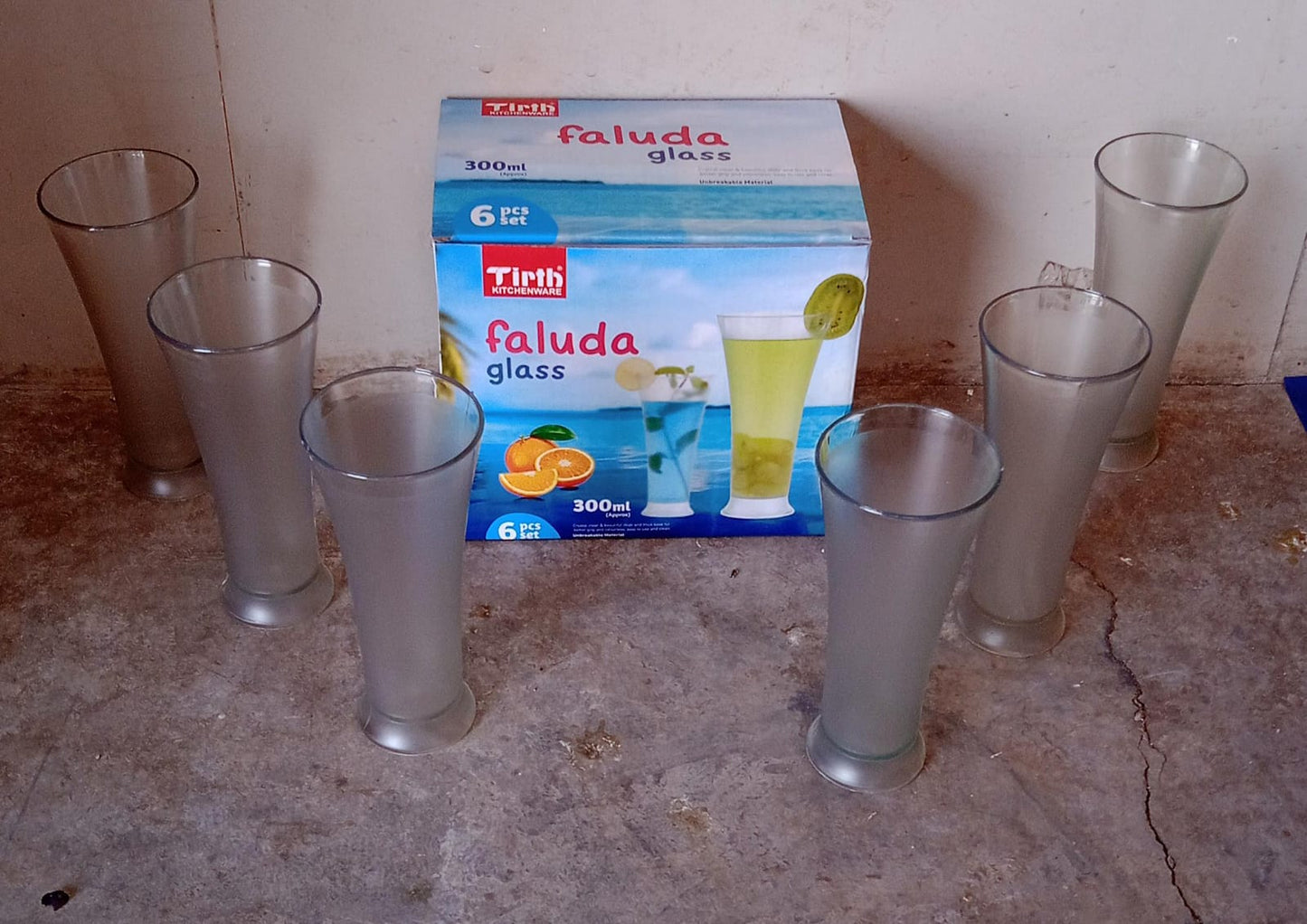 High Quality Faluda Ice Cream Juicer And Water Glasses Set Of 6 Transparent Drinking Water Glasses Stylish Glasses For Faluda Water Juice Glass Set Of 6 Pcs (300 Ml Approx) - LootFaat