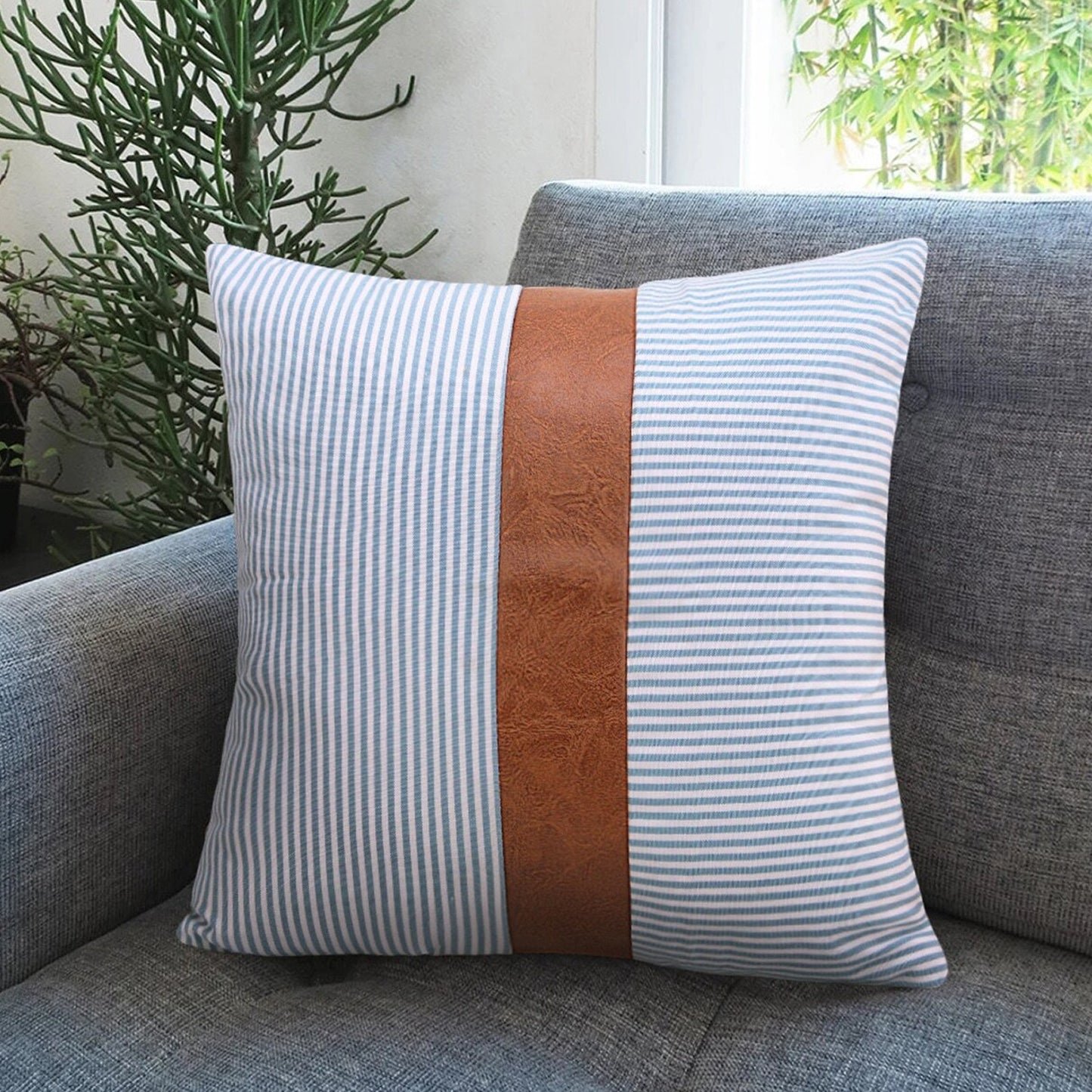 Pillow Covers Leather Cotton Cushion Covers (16 16 Inch 1 Pair 2 Pc) - LootFaat