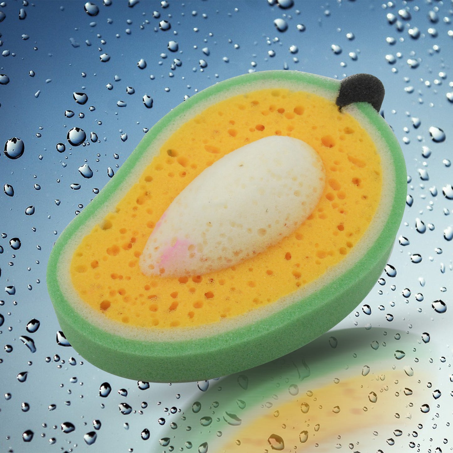 Sponge Household Kitchen Mango Shape Bowl Dish Washing Cleaning Pad Cleaner Bath Cleaning Sponge Dishwashing Sponge Mango (1 Pc) - LootFaat