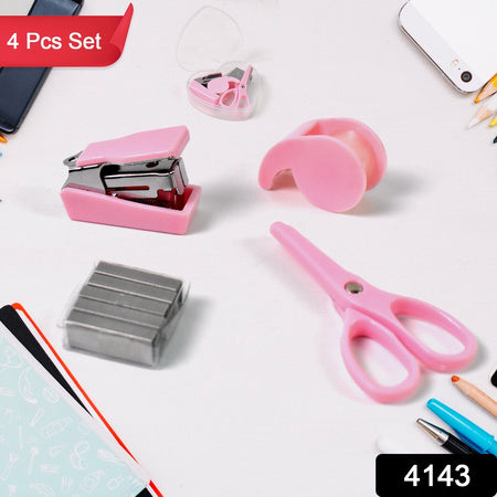 Mini Office Stationery Set Including Stapler Scissors Paper Clips Tape Dispenser Transparent Tape And Staples - LootFaat
