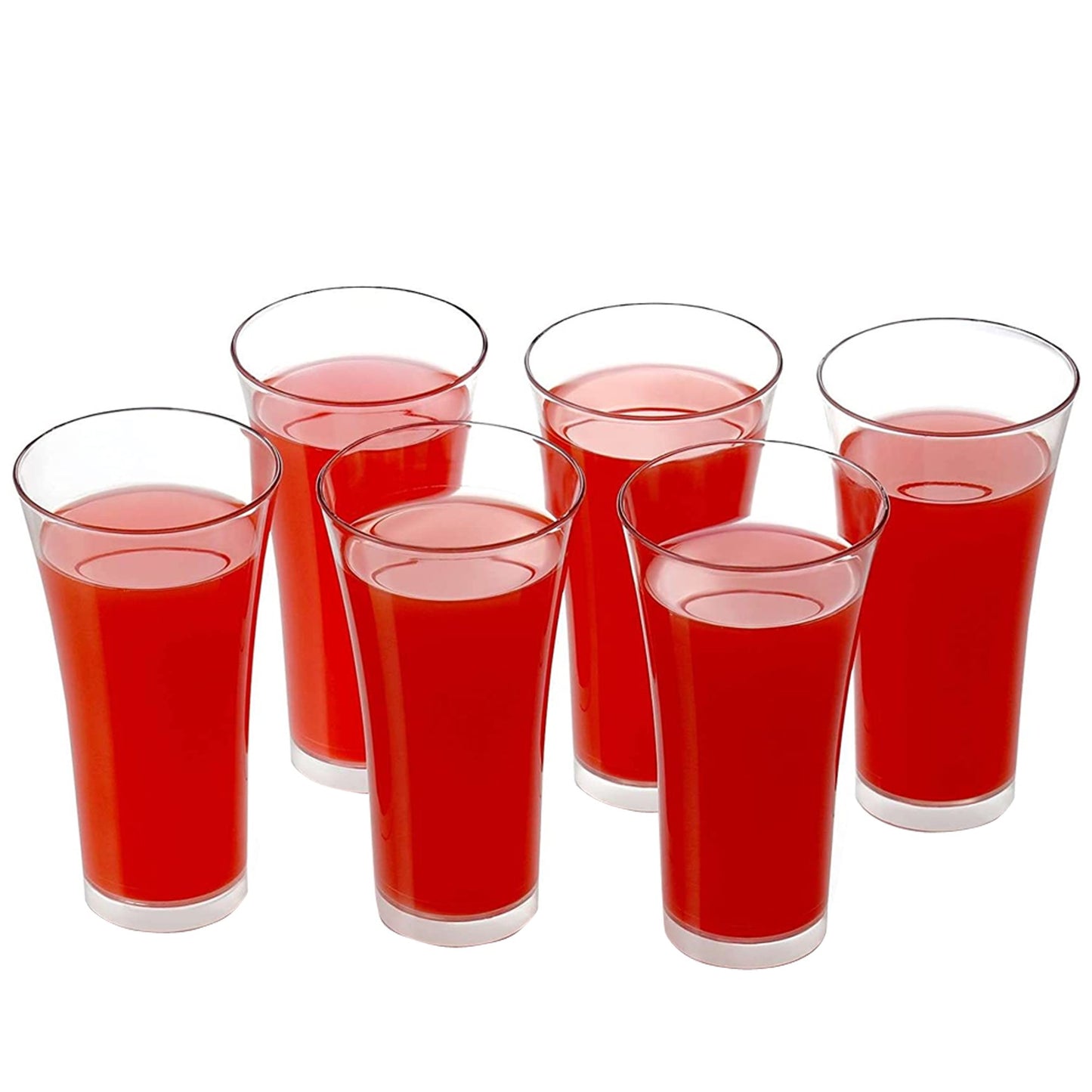 Stylish Look Plastic Juicy Glass Transparent Glasses Set 300ml (6pcs) - LootFaat