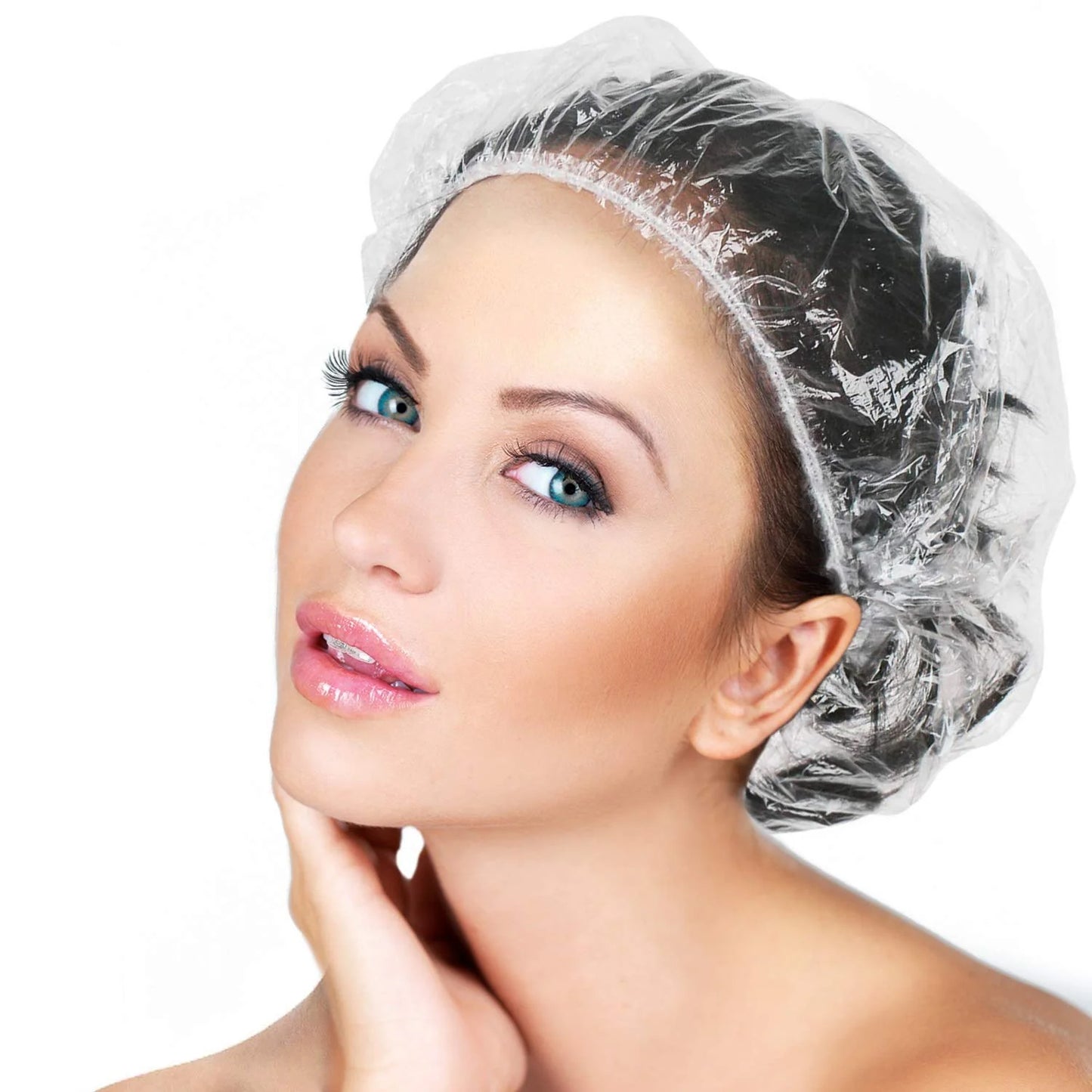 Disposable Plastic Shower Caps Clear Elastic Thick Bath Cap For Women Spahome Usehotel And Hair Salon (1pc) - LootFaat