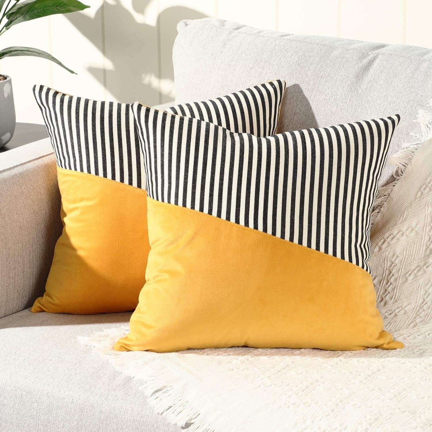 Decorative Pillow Covers Cushion Cases Soft Cotton (22 22 Inch 1 Pair 2 Pc) - LootFaat