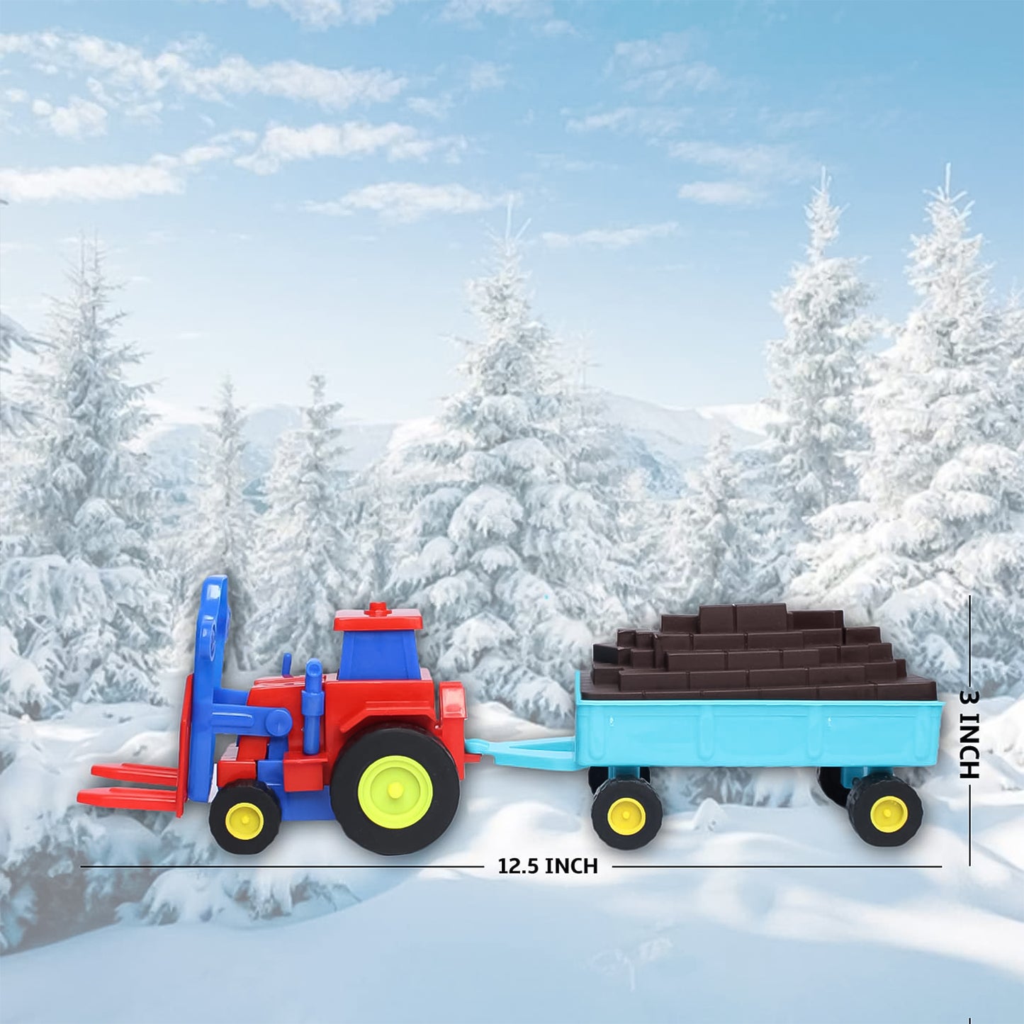 Plastic Tractor Toy Friction Powered Tractor With Bricks Trolley (1 Pc) - LootFaat