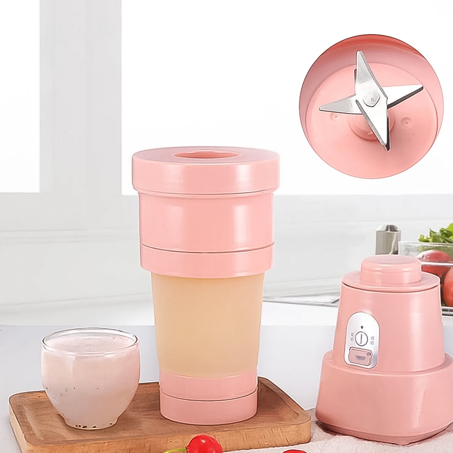 Foldable Electric Juicer Portable Blender Stainless Steel 6 Blades (500 Ml) - LootFaat