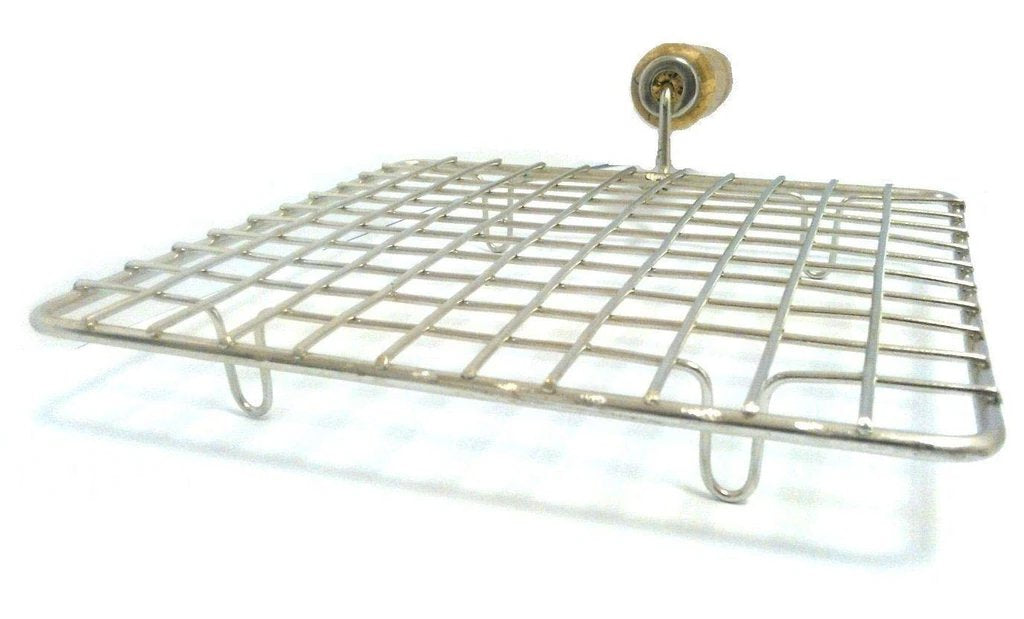 Kitchen Square Stainless Steel Roaster Papad Jali Barbecue Grill With Wooden Handle - LootFaat