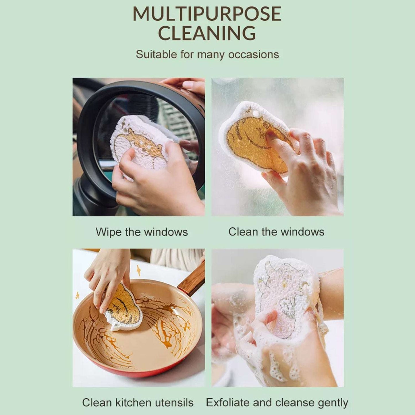 Compressed Wood Pulp Sponge. Creative Cartoon Design Scouring Pad Dishwashing Absorbing Pad. Kitchen Cleaning Tool. - LootFaat