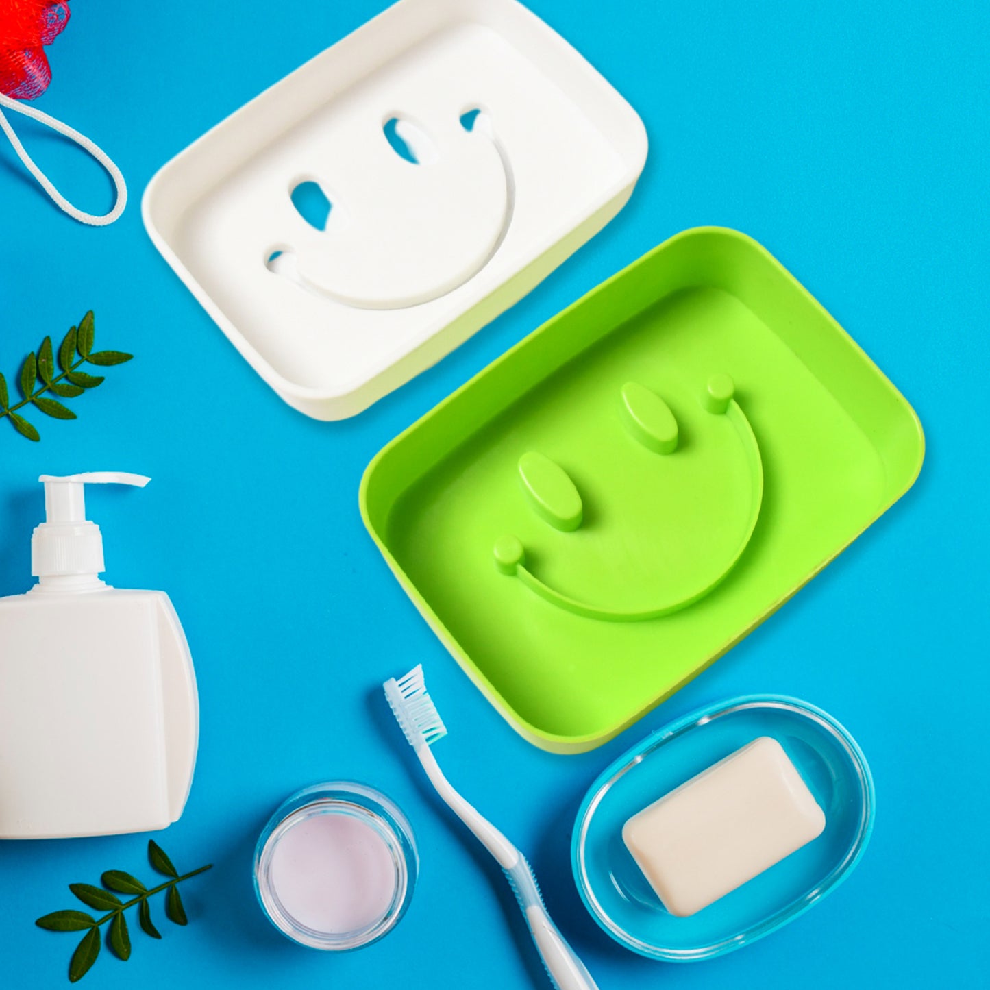 Portable Travel Home Box Cute Cartoons Smile Face Container Draining Holder Soap Dish - LootFaat
