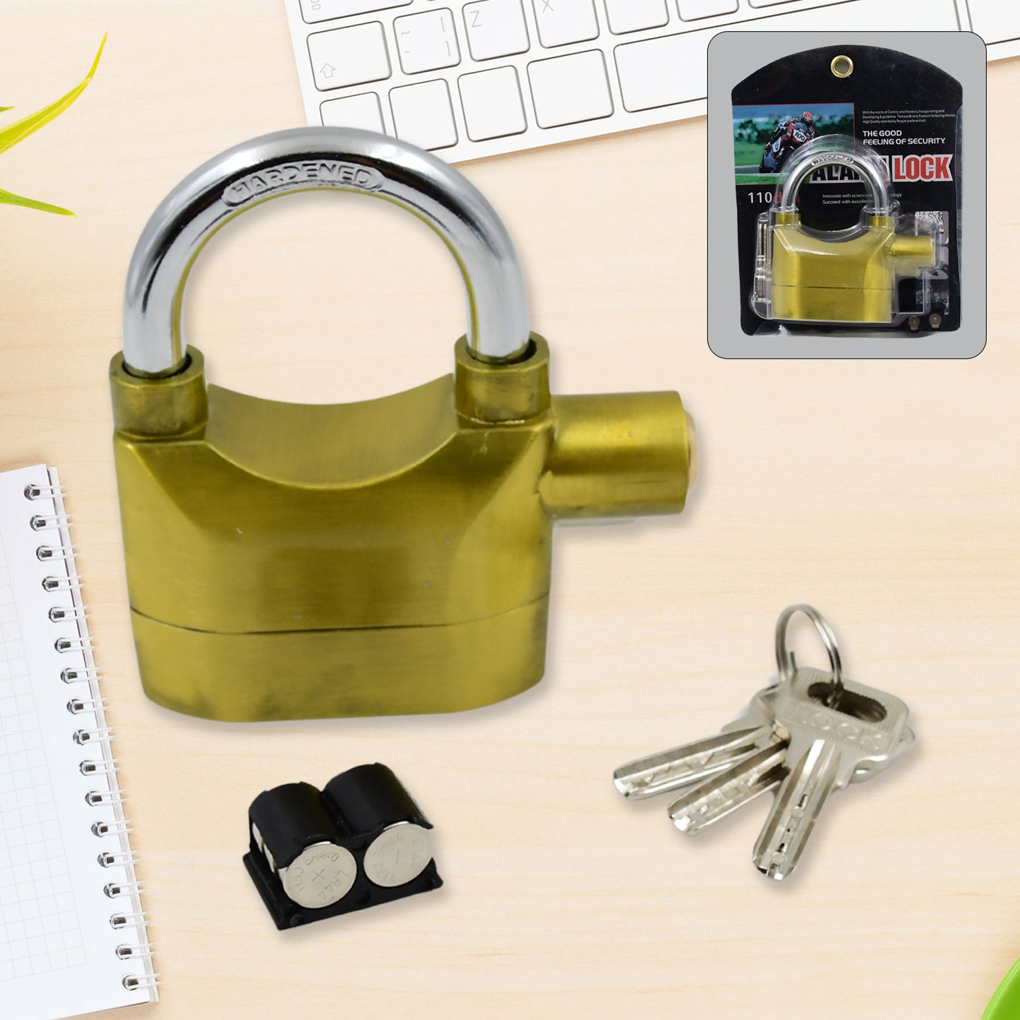 Security Alarm Metallic Lock System With 3 Keys (1 Set Mix Color) - LootFaat