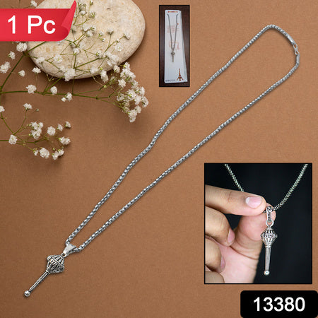 Silver Chain With Gada Pendant Locket (1 Pc) - LootFaat