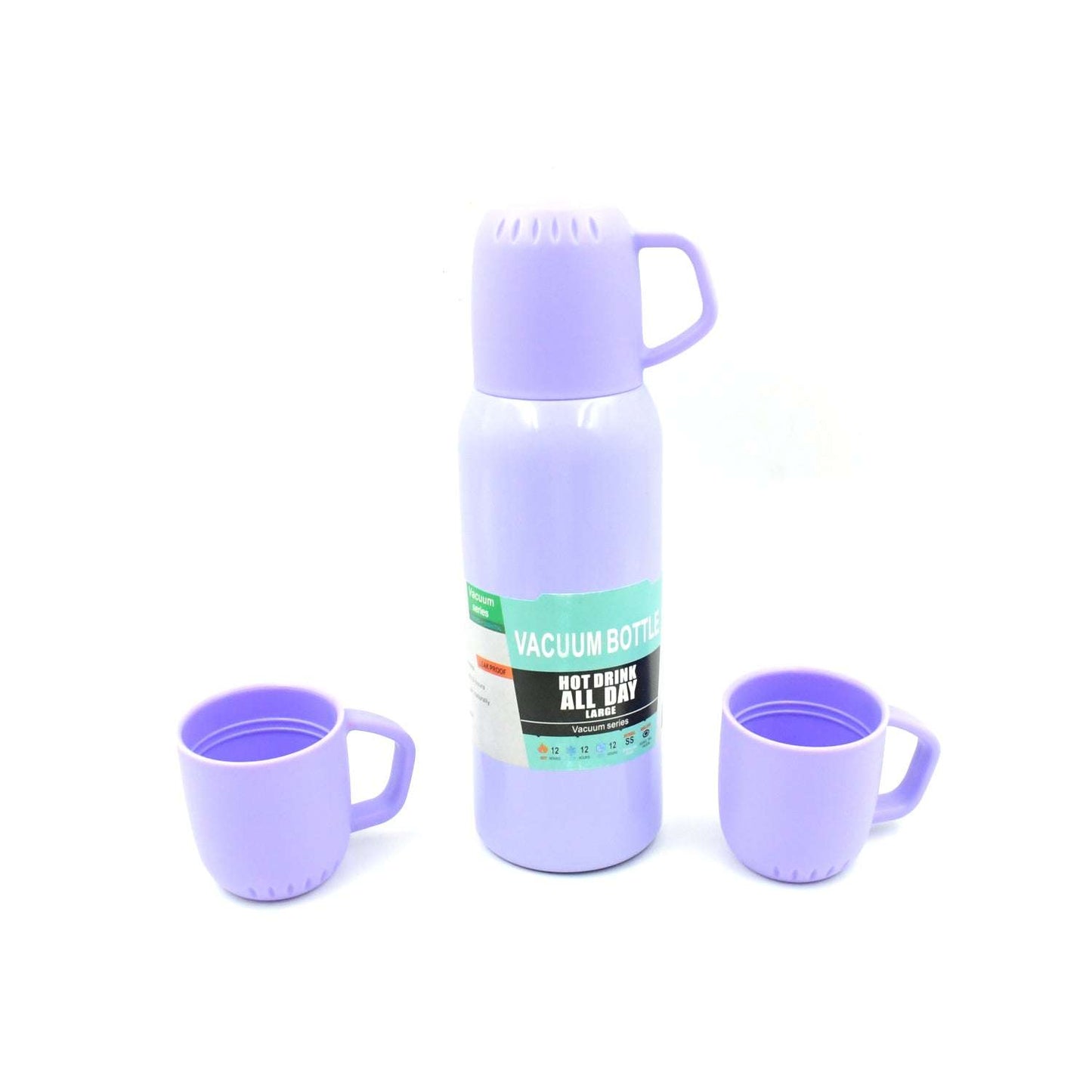 Vacuum Flask Set Stainless Steel Thermos With 3 Cup Creative Gift Set With Cover Handle Portable Car Water Bottle Set (Approx 500ml) - LootFaat