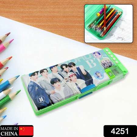 Multipurpose Compass Box Pencil Box With 2 Compartments For School Cartoon Printed Pencil Case For Kids Birthday Gift For Girls Boys Cartoon Printed Pencil Case For Kids. - LootFaat