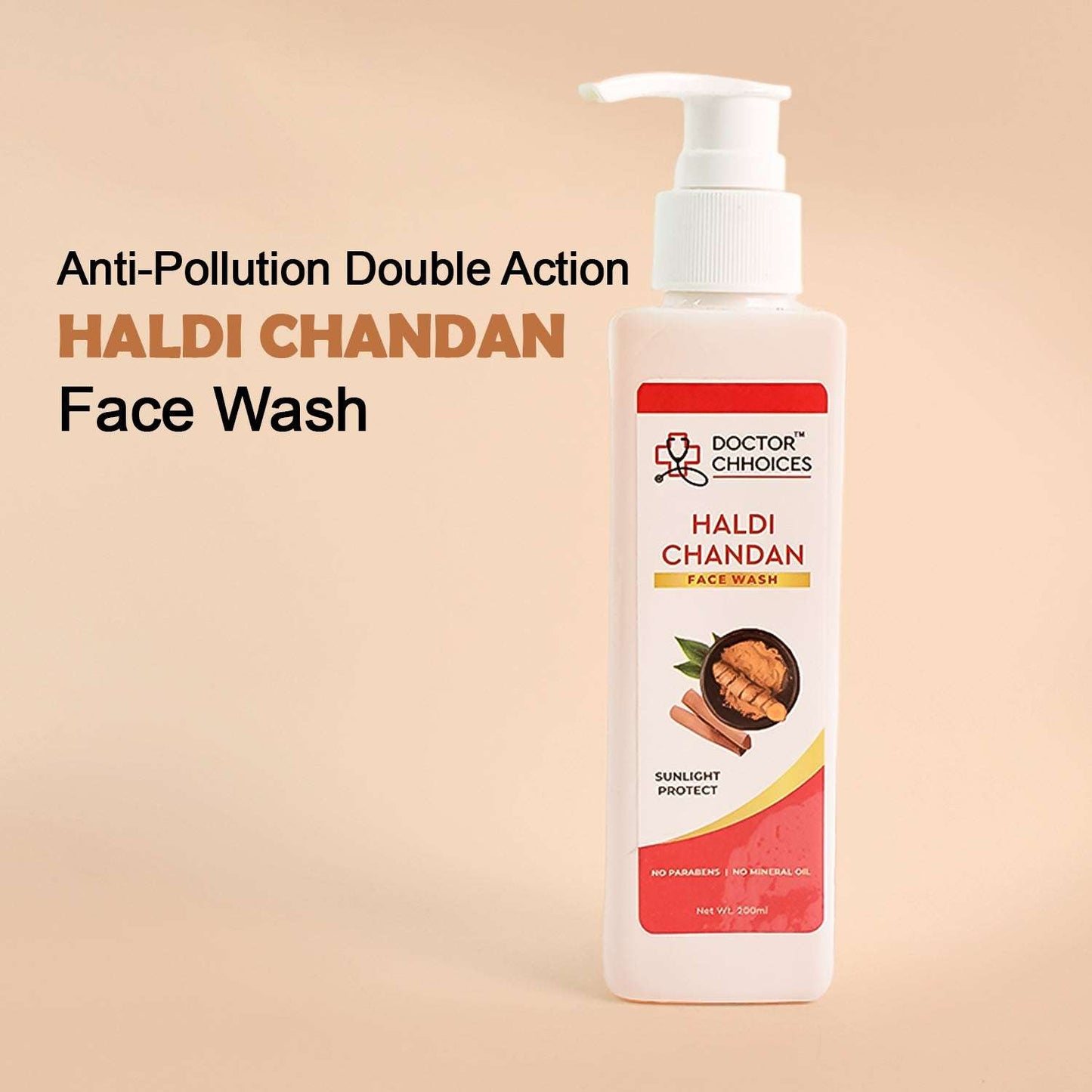 Doctor Choices Haldi Chandan Face Wash - Turmeric & Sandalwood, 200ml
