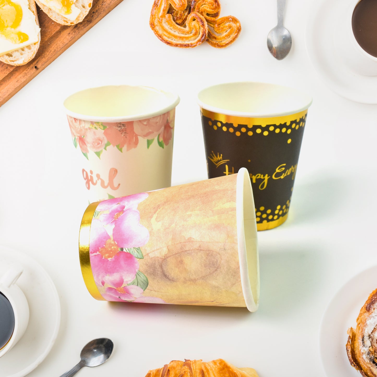 Disposable Paper Cups Disposable Tea Coffee Cups (3 Pcs Set Mix Color) - LootFaat