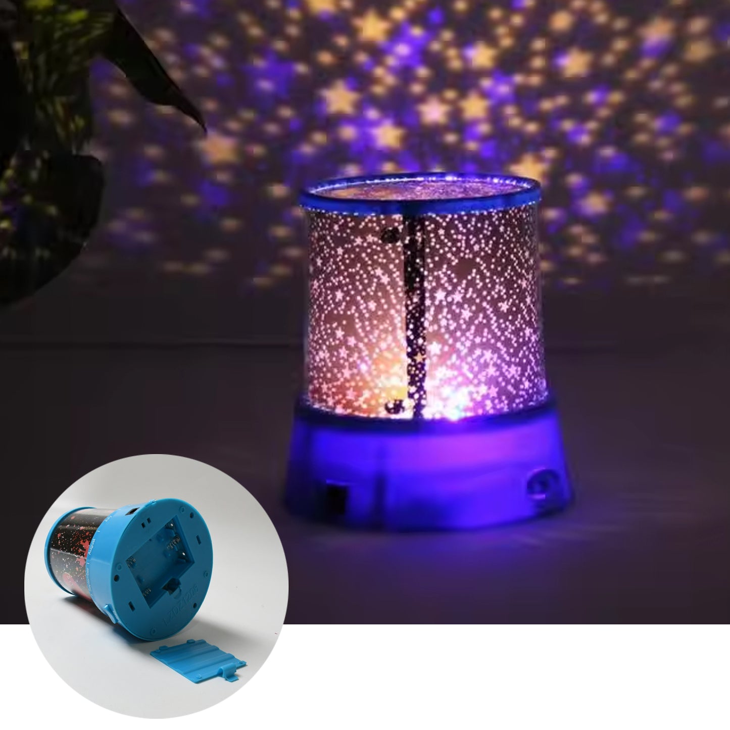 Led Projector Night Light Amazing Lamp 3 Battery Operated Lamps Rotation With The Music Function Master For Kids Bedroom Home Decoration Nightromantic Gift (Battery Not Included 1 Pc) - LootFaat