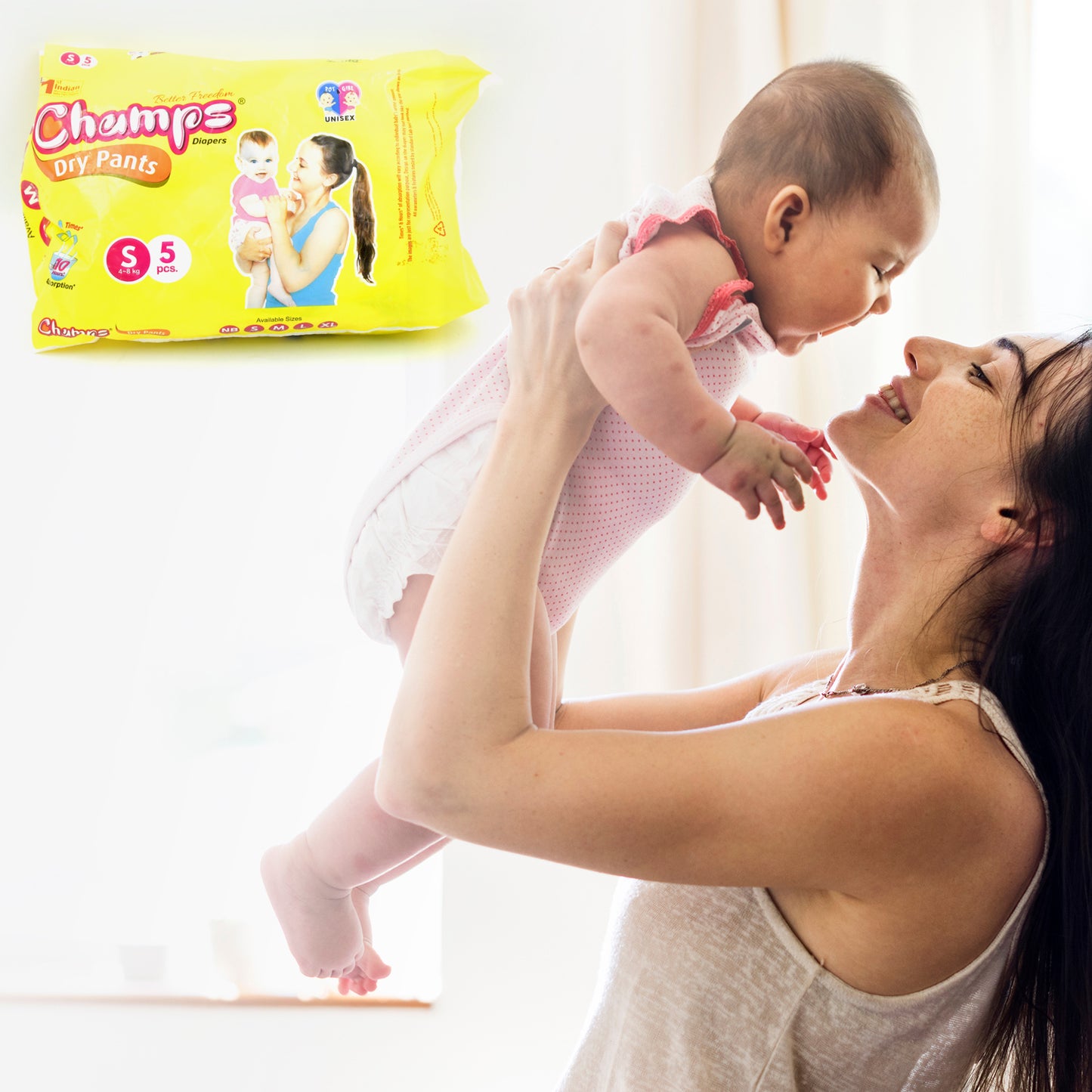 Small Champs Dry Pants Style Diaper- Small Best For Travel Absorption Champs Baby Diapers Champs Soft And Dry Baby Diaper Pants (S5 Pcs ) - LootFaat