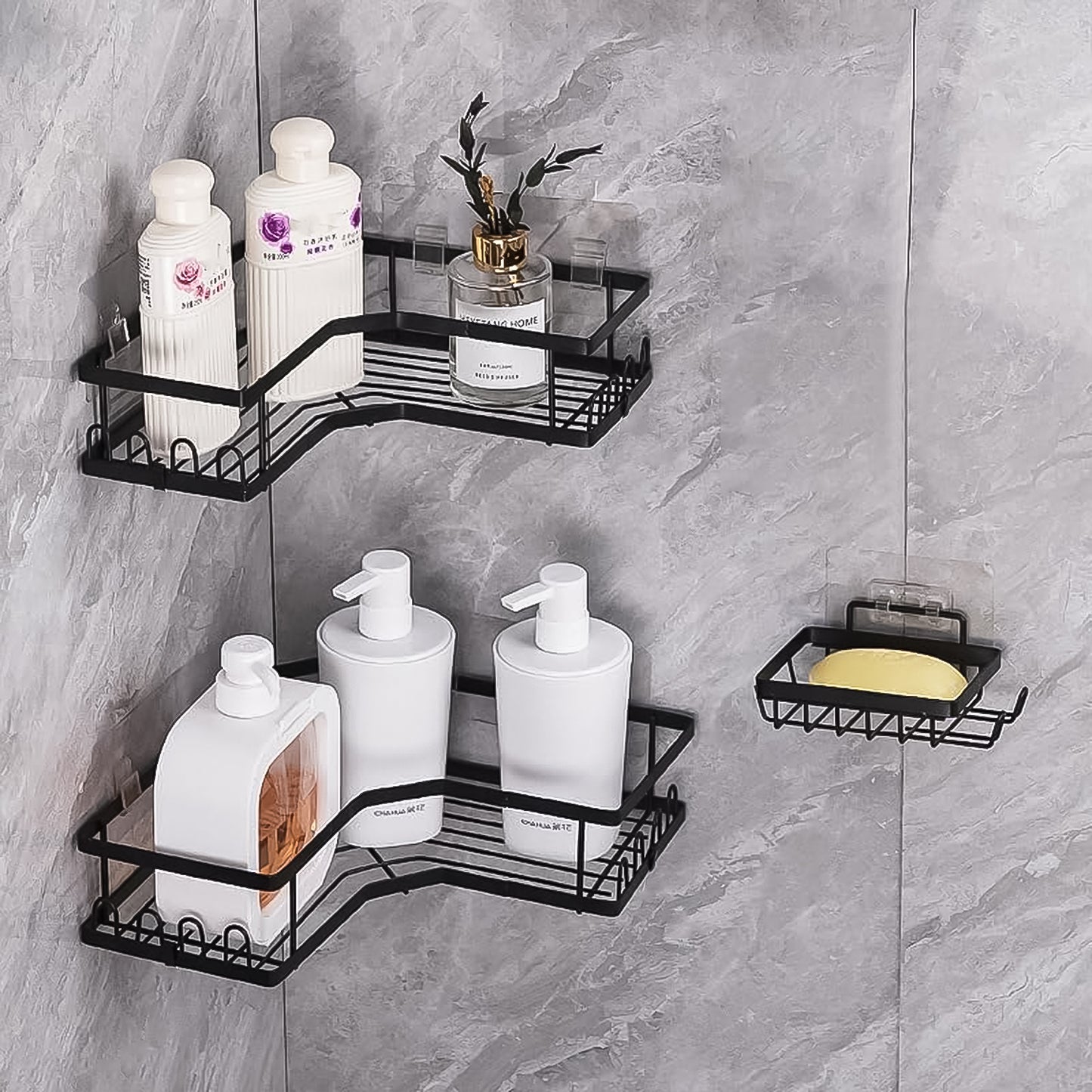 Iron Coating Self-adhesive Corner Shelf Organizer (2 Pc) - LootFaat