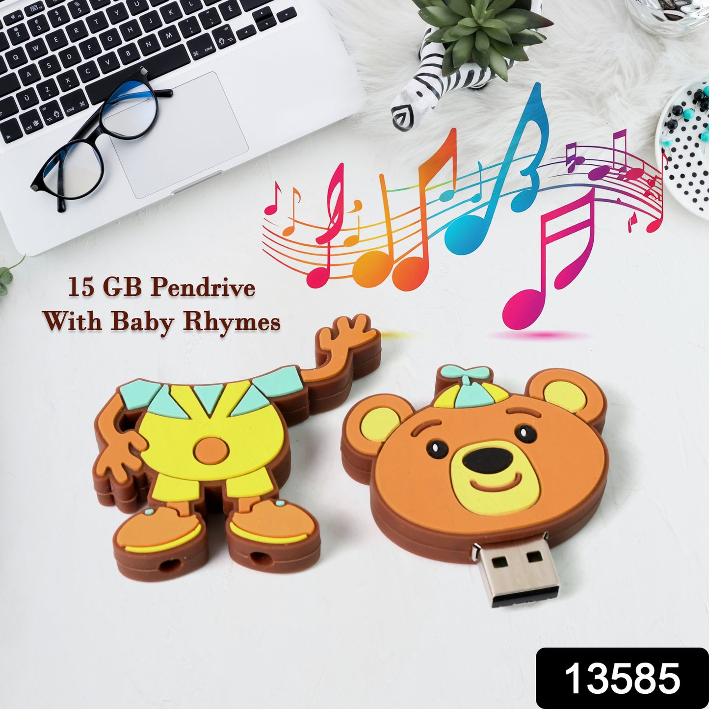 Portable Cartoon Shape Silicone Usb Pen Drive Flash Disk (15 Gb With Baby Rhymes Song 1 Pc)