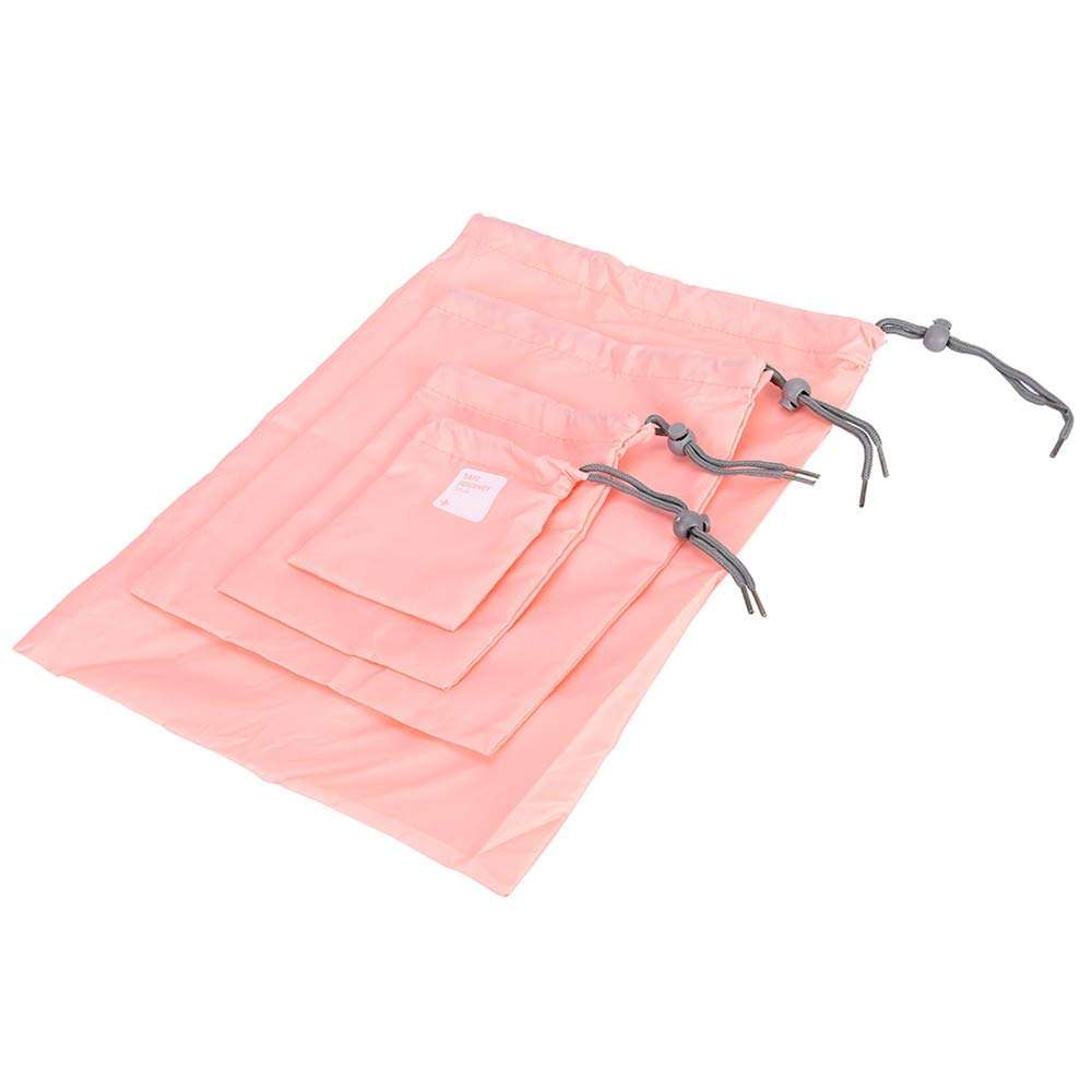 Travel Storage Bag Waterproof Nylon Drawstring Pouch Men And Women Folding Clothes Classified Organizers Packing Shoes Luggage Bags (4 Pc Set) - LootFaat