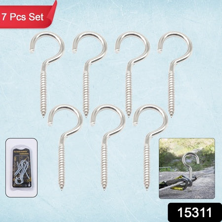 Eye Hooks Screw In Heavy Duty Stainless Steel Eye Bolts Screw (7 Pc Set) - LootFaat