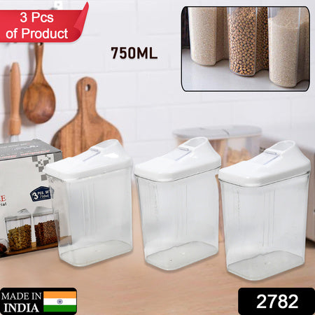 Kitchen Storage Jars Container Set 3pc Transparent Jar Set For Home Kitchen Use - LootFaat