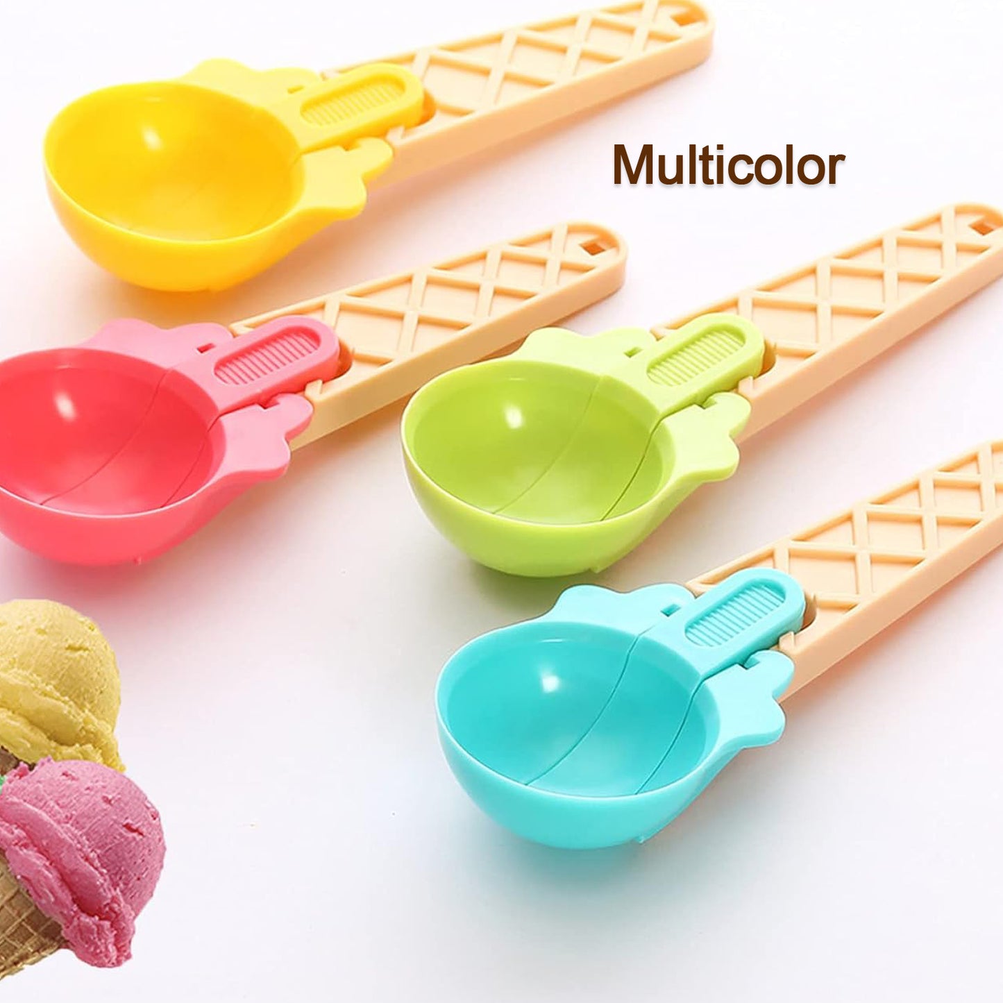 Ice Cream Spoons 2pcs Plastic Water Melon Scoopers With Trigger Dipper And Adults For Summer Party Ice Cream Scoop Food Serving Spoon Kitchen Tools Ice Cream Digging Spoon Household Spoons Cupcake Spoons Aps Fruit Ball Player (2 Pc) - LootFaat