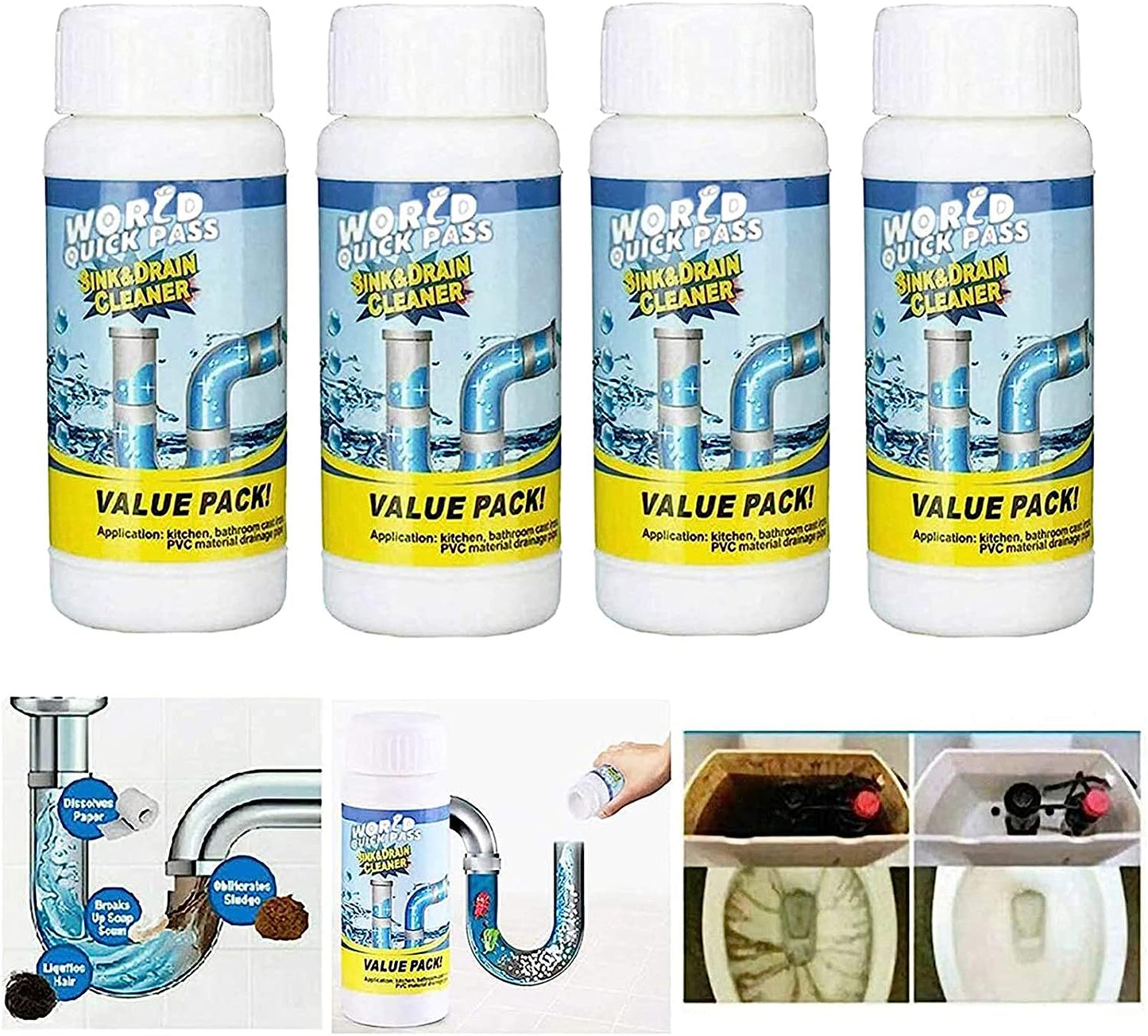 Powerful Sink And Drain Cleaner Portable Powder Cleaning Tool Super Clog Remover Chemical Powder Agent For Kitchen Toilet Pipe Dredging (110 Gm) - LootFaat