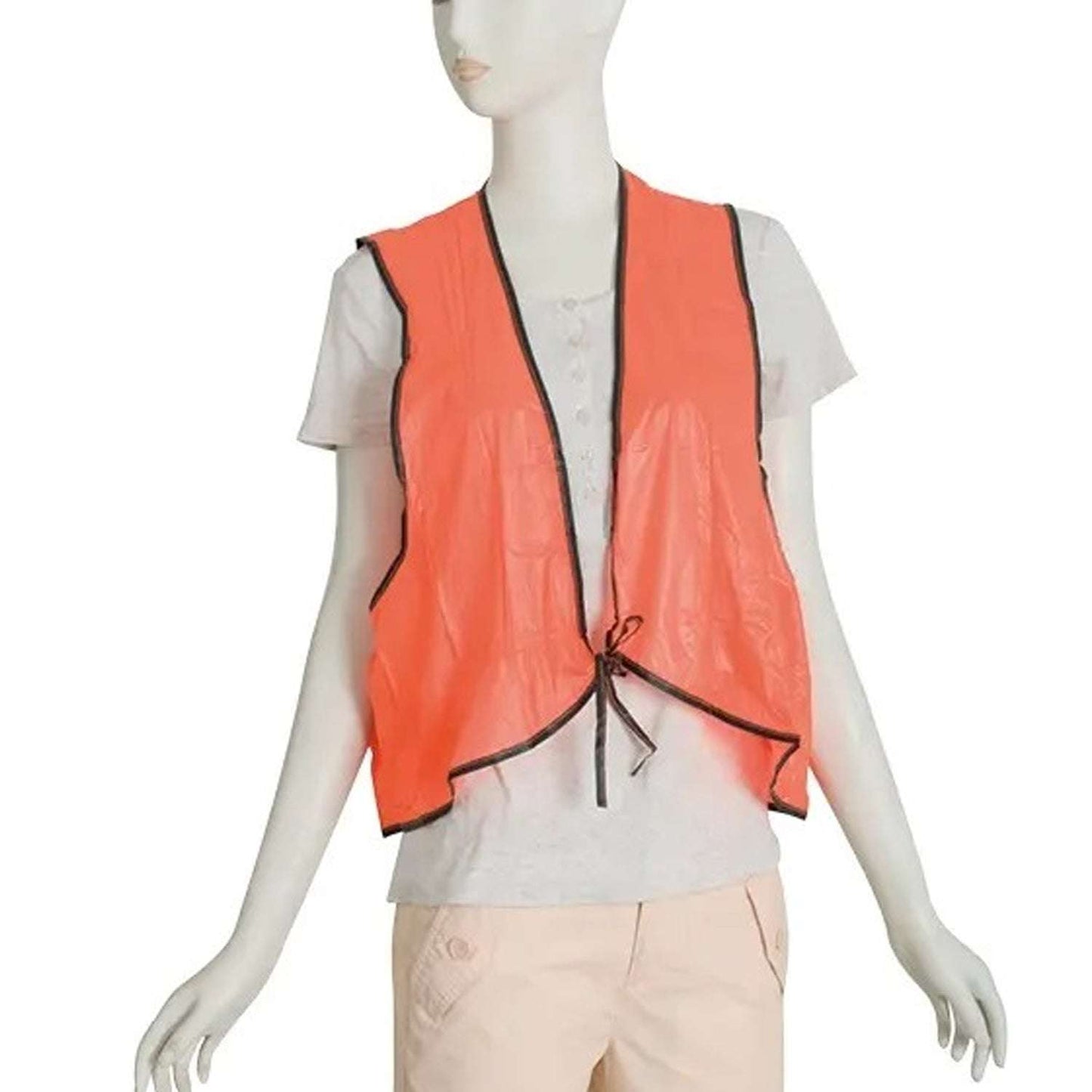 Economy Safety Vest Soft Vinyl With Tie Closure For Identifying Staff And Volunteers Adult Pvc Safety Vest High Visibility For Outdoor Operator - LootFaat
