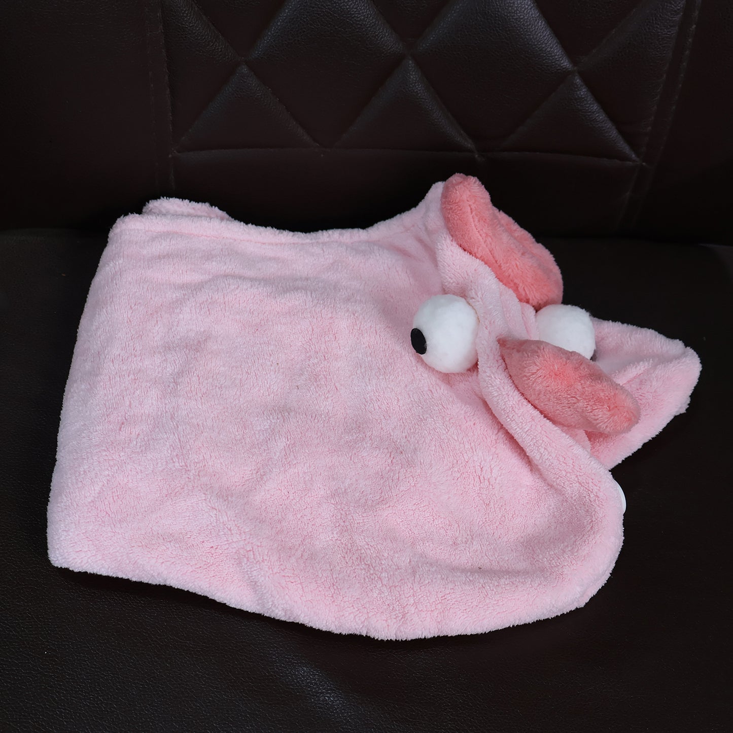 Cartoon Microfiber Hair Drying Towel Wrap with Button