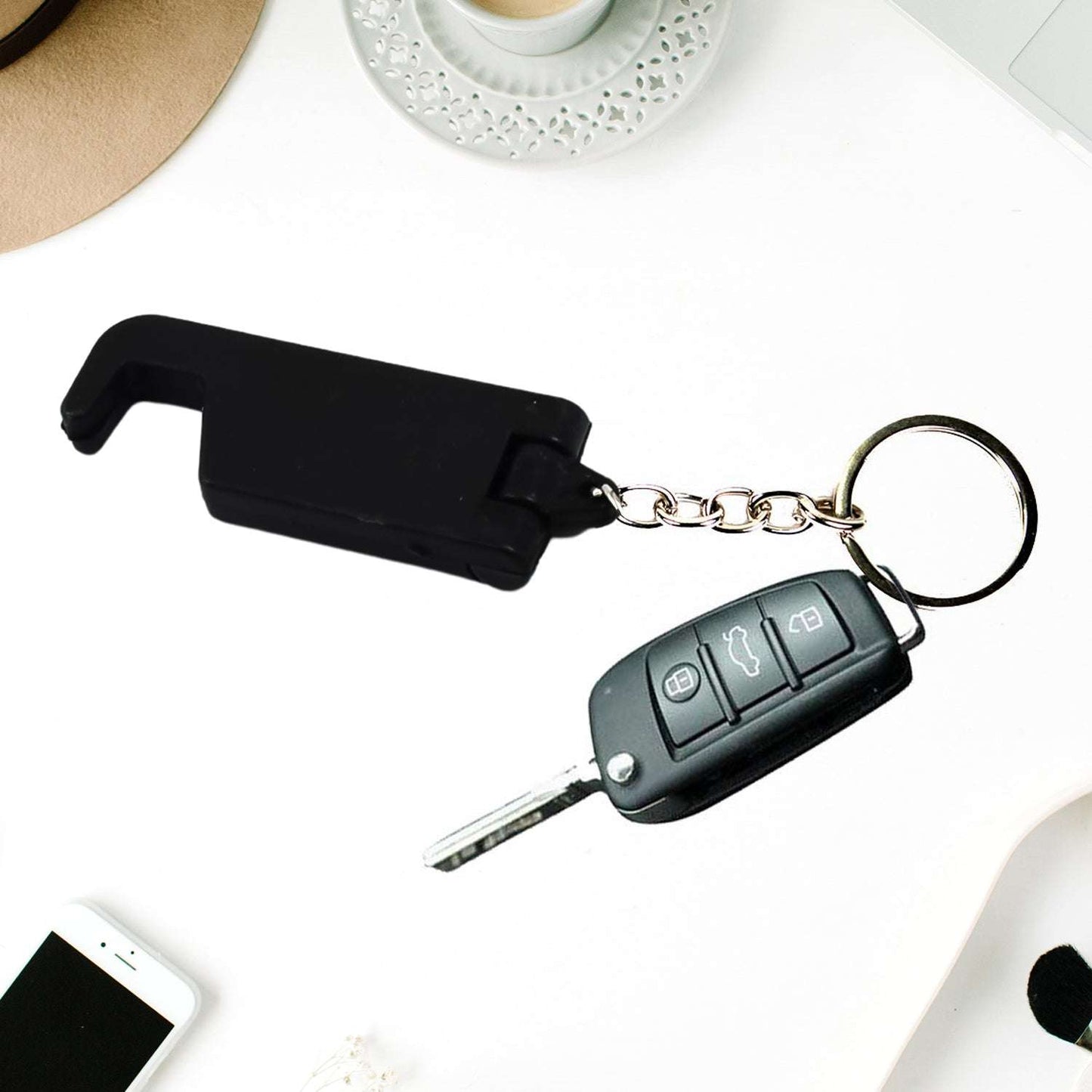 2 In 1 Plastic Keychain With Mobile Stand Phone Holder (1 Pc Multicolor) - LootFaat