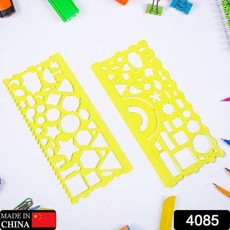 Clear Green Circle Triangle Square Rectangle Template Drawing Ruler Scale Suitable For School Drawing Use ( 2pc ) - LootFaat