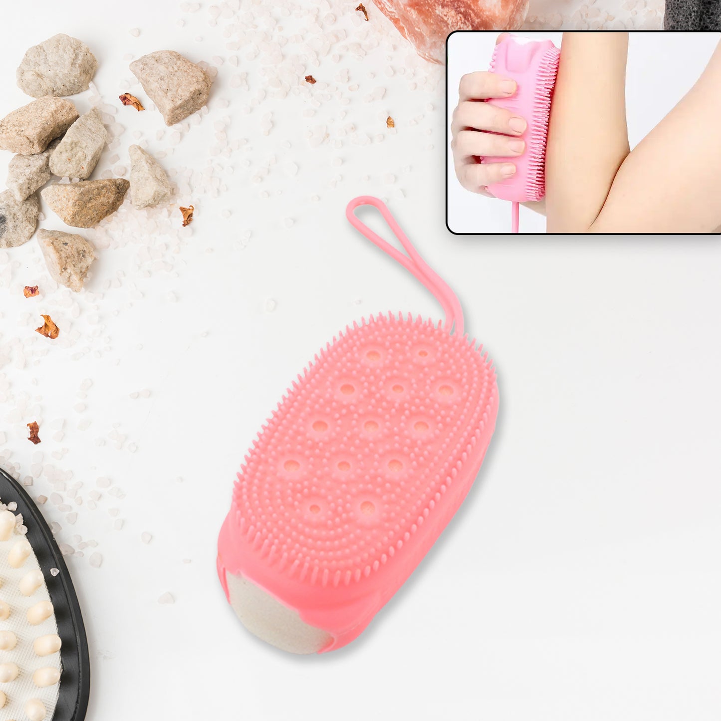 Silicone Super Soft Silicone Bath Brush Double-sided Body Scrubber Brush For Deep Cleasing Exfoliating Ultra-soft Scrubber(1 Pc) - LootFaat