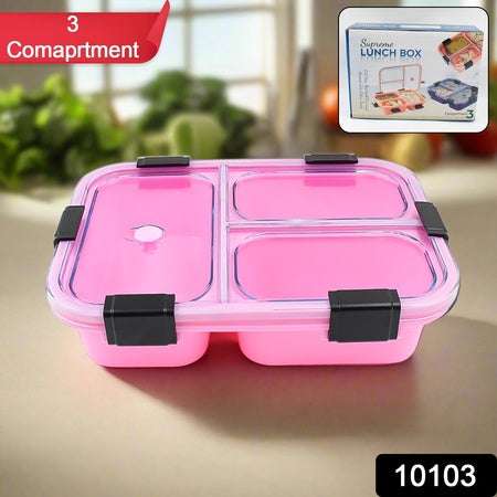 Plastic 3 Compartment Insulated Lunch Box Lunch Box (1 Pc) - LootFaat