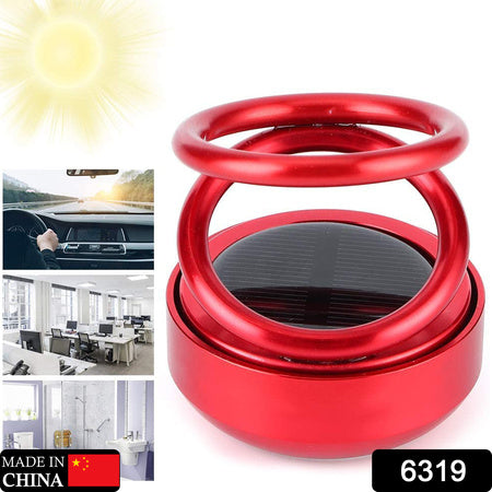 Solar Power Car Aroma Diffuser 360double Ring Rotating Design Car Fragrance Diffuser Car Perfume Air Freshener For Dashboard Home Office - LootFaat